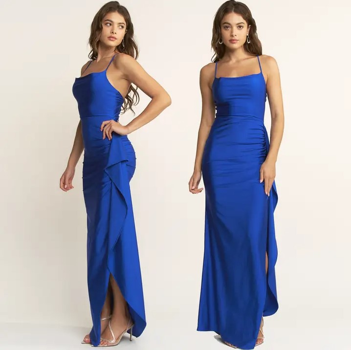 Boutique Cobalt Blue Satin Maxi Dress Supplier